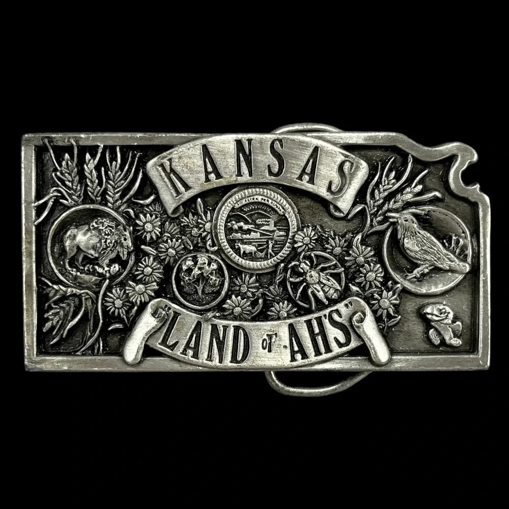 Belt Buckle Vintage Kansas S&S Buckle Co Land of Ah's Limited Edition No 858 USA